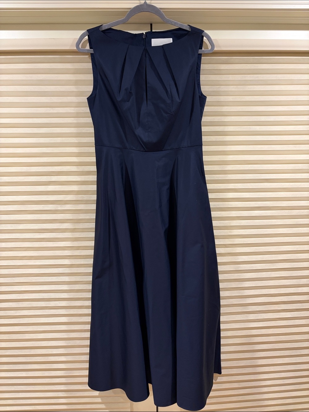NWOT Roland Mouret Navy Sleeveless Cotton Midi Dress, Size US 6